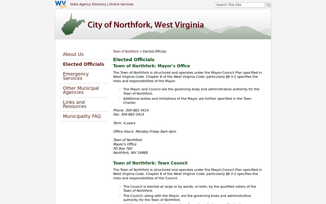 Northfork official town office hours and contact information